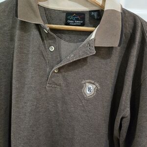 Men's Brown Golf Shirt Long Sleeves X Large